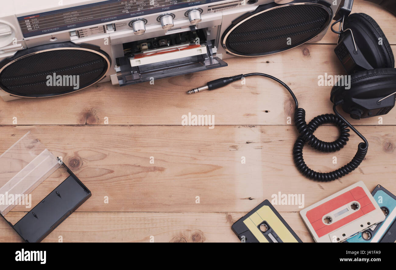 Retrò deck a cassetta di musica la testata Foto Stock