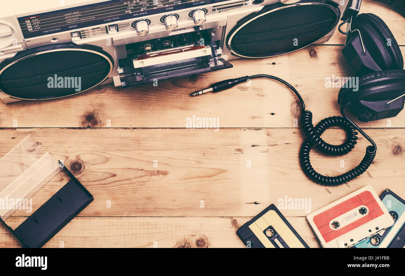 Retrò deck a cassetta di musica la testata Foto Stock