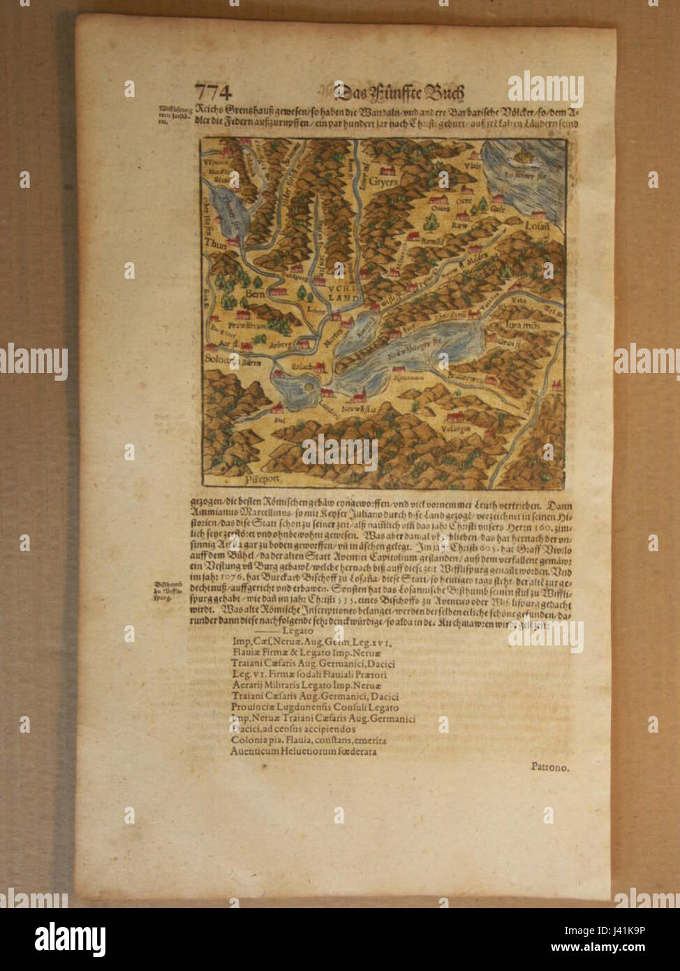 Mappa della Svizzera occidentale (1600) Foto Stock