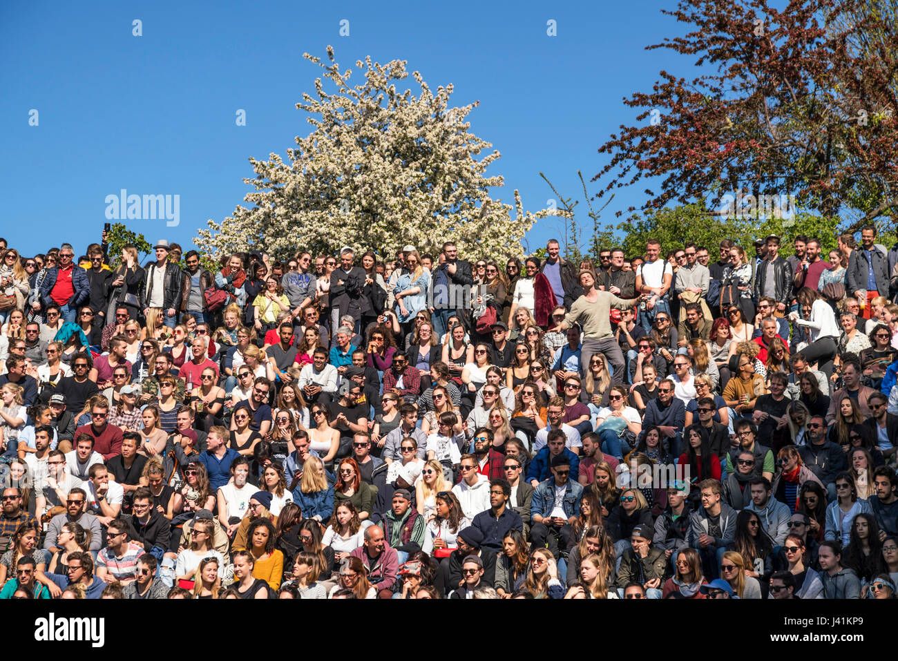 Open stage Karaoke, Mauerpark, Prenzlauer Berg di Berlino, Germania Foto Stock