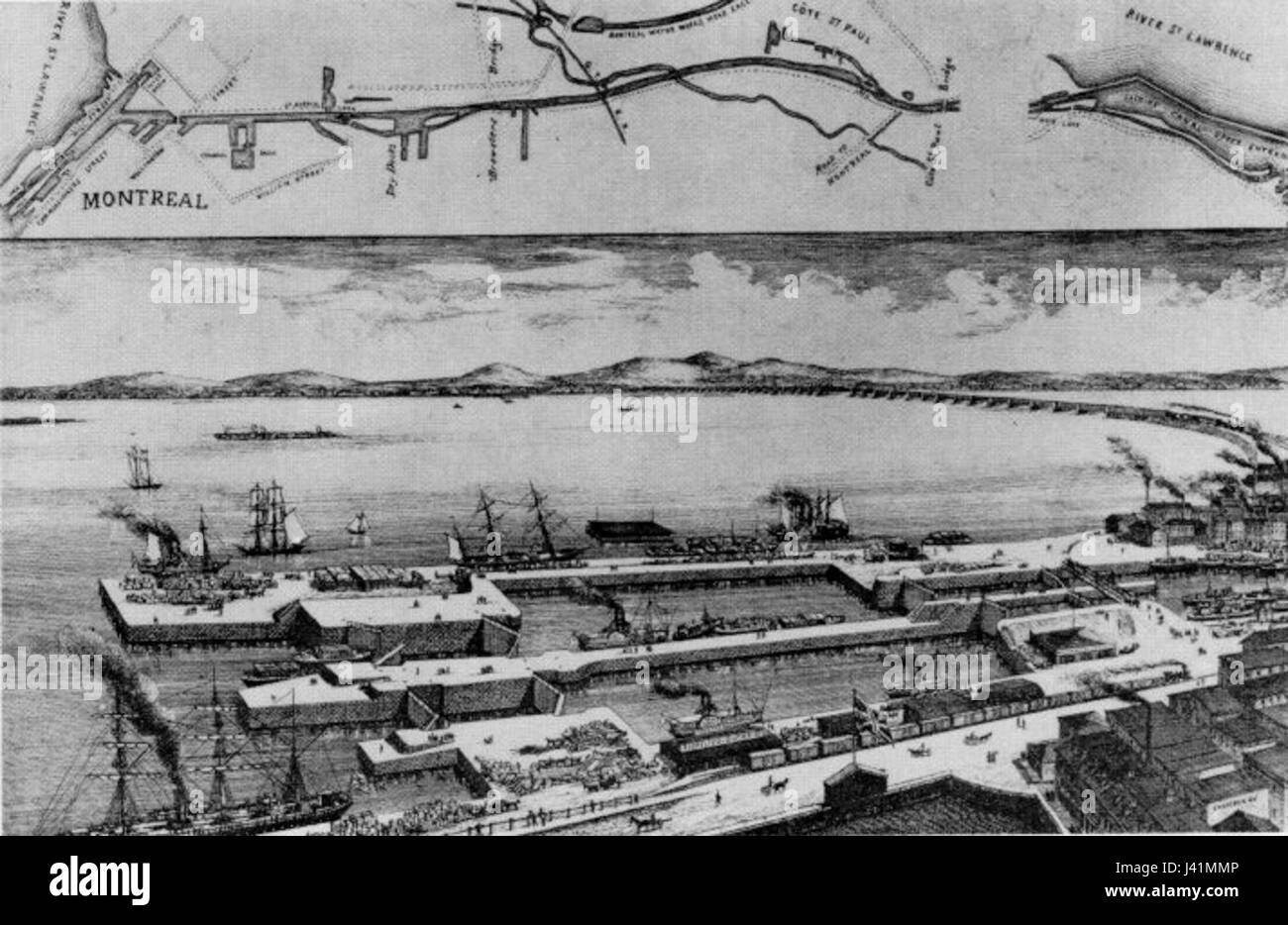 Lachine, un distretto di Montreal, Canada, fu un'area importante nel 1887, conosciuta per la sua crescita industriale e il ruolo nella storia canadese, in particolare durante la fine del XIX secolo. Foto Stock