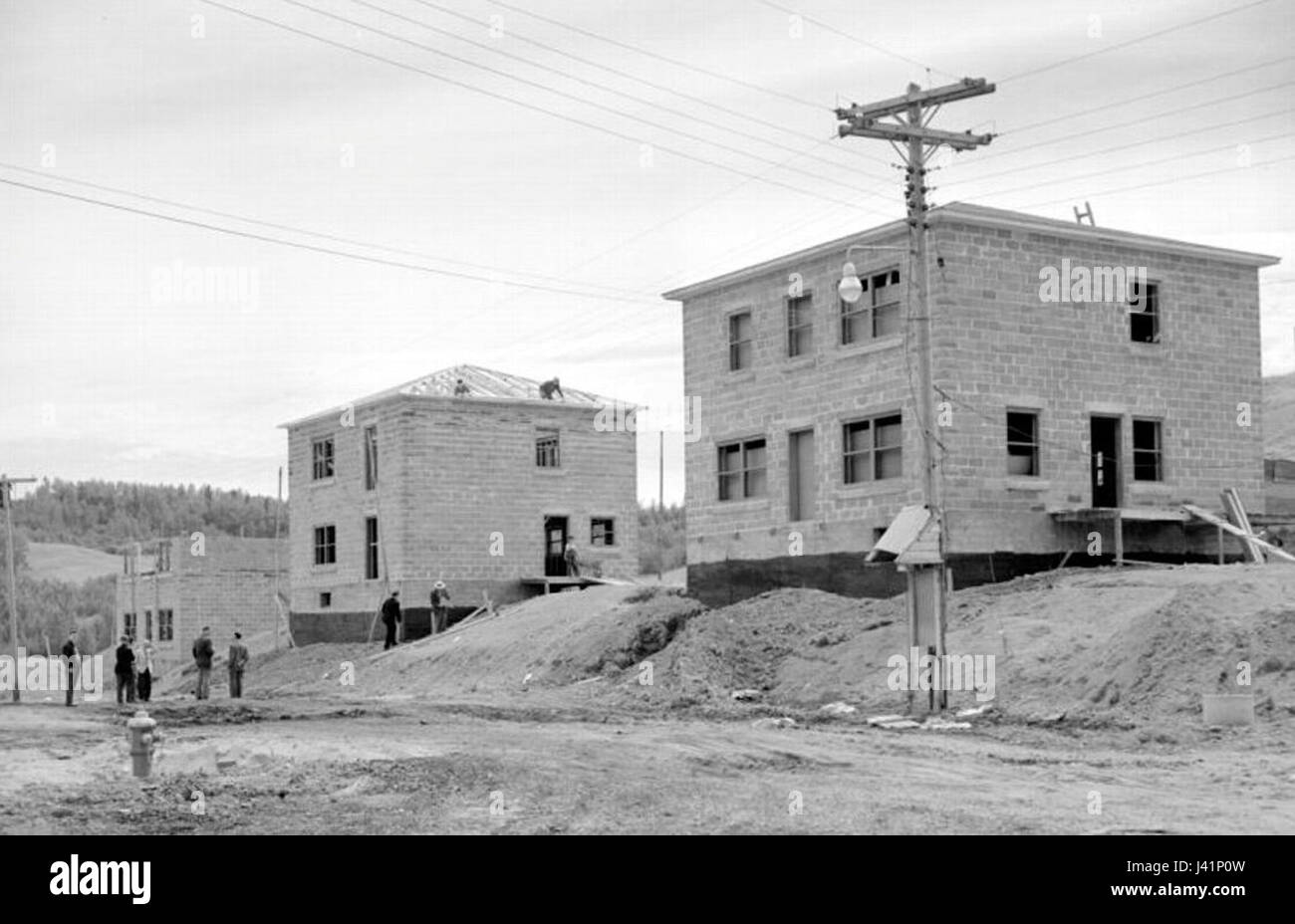 La Baie è un porto in Quebec, Canada, e l'immagine si riferisce probabilmente al periodo degli anni '1940, un periodo in cui il porto giocava un ruolo nel commercio, nell'attività industriale o nella logistica in tempo di guerra. Foto Stock