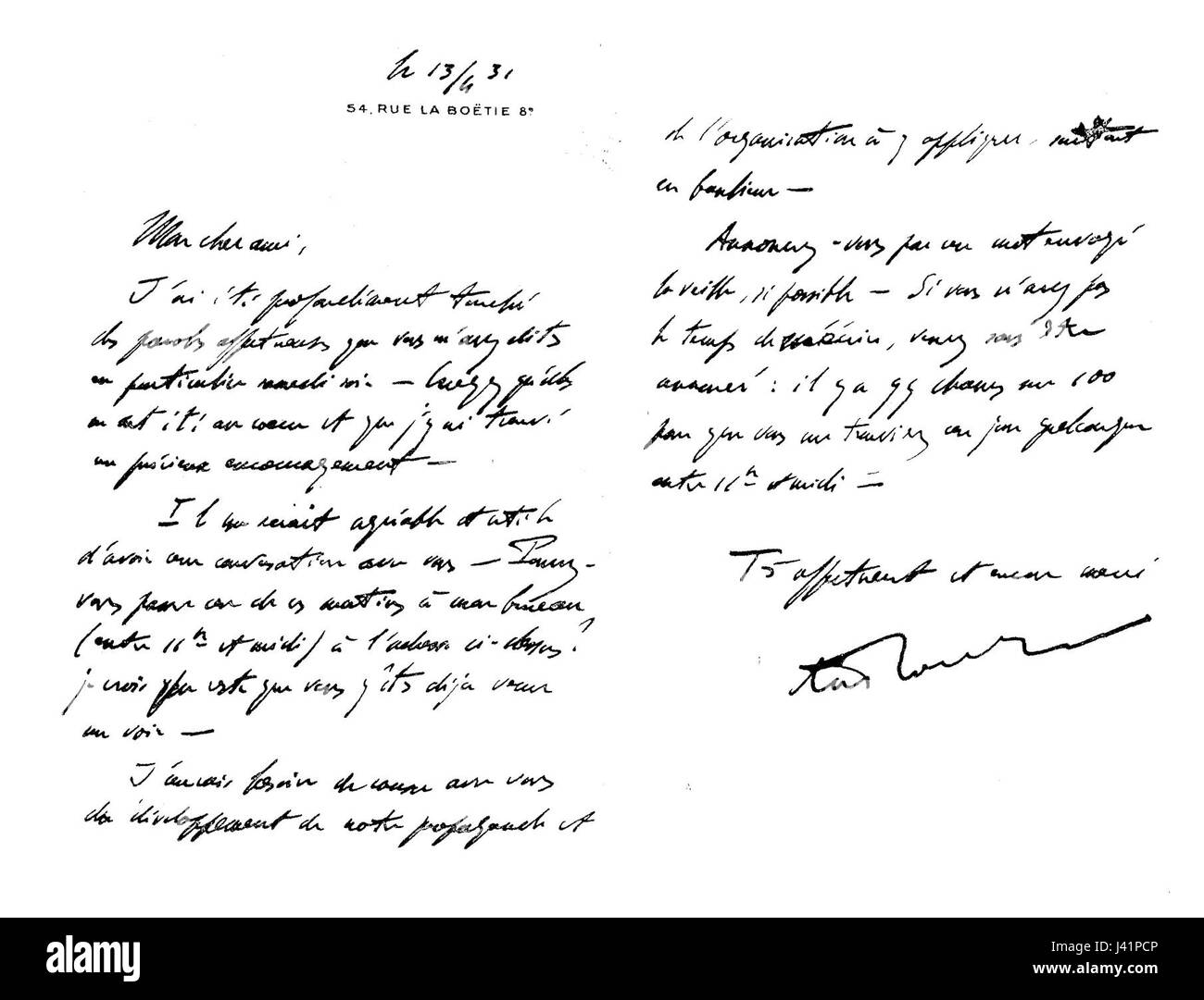 Questo titolo si riferisce a un'immagine o a un documento associato a Laroque, forse una figura storica o un artista, e ad un evento o pubblicazione relativo a "Chopine" datato 13 aprile 1931. Foto Stock