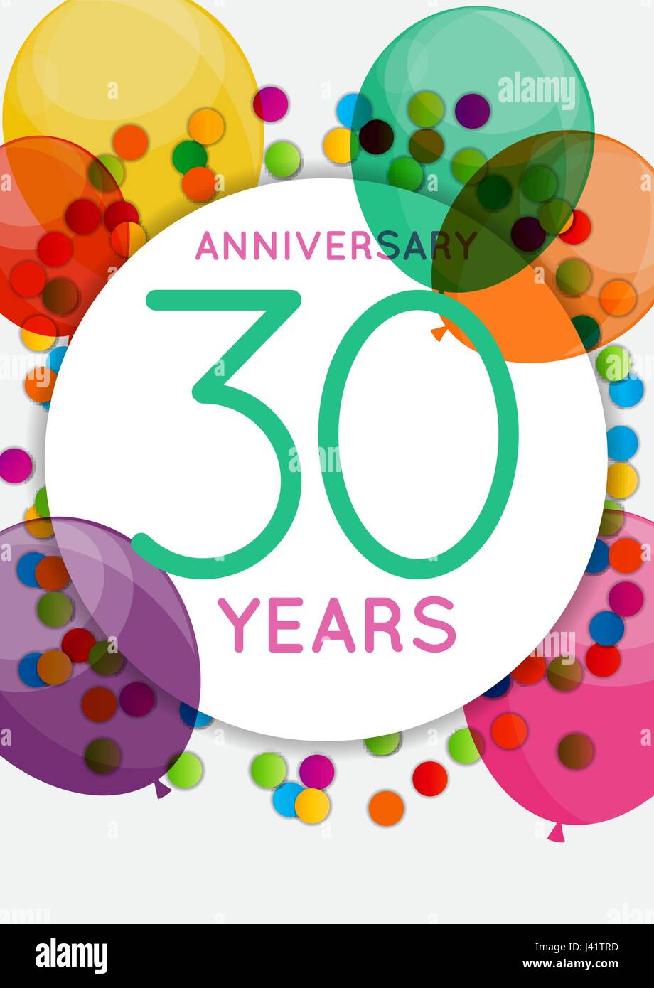 Modello 30 anni di anniversario congratulazioni, biglietto di auguri,  invito illustrazione vettoriale Immagine e Vettoriale - Alamy