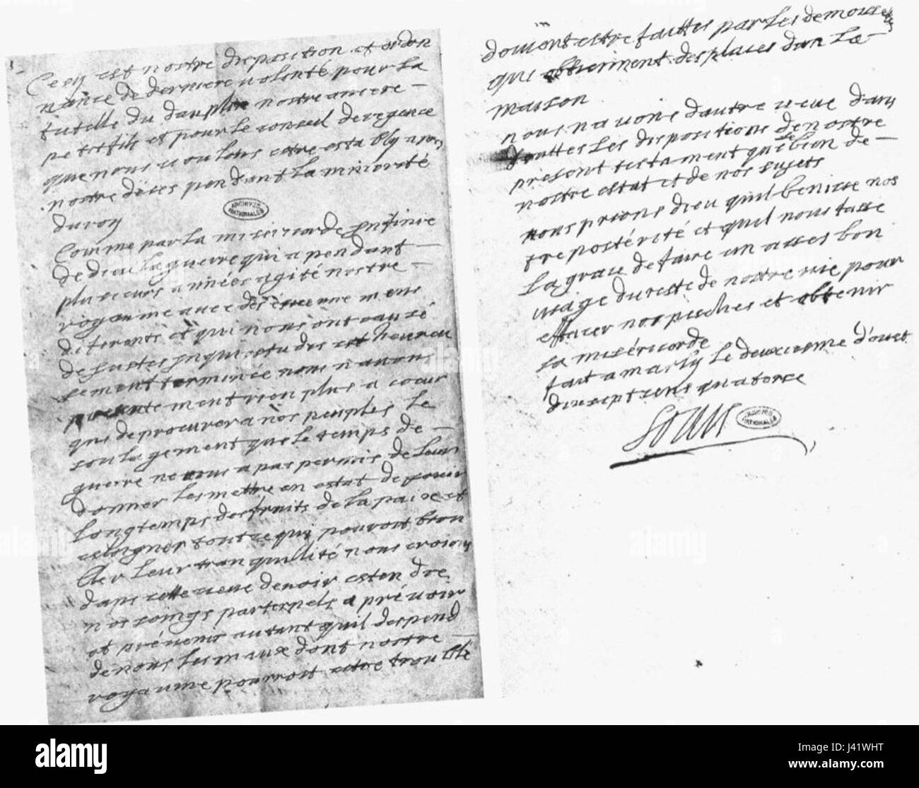 Louis XIV testamento Foto Stock