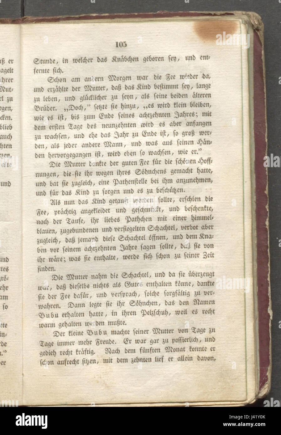 "Maehrchenkranz fuer Kinder 105" è un libro di fiabe per bambini che contiene fiabe o storie morali, il numero 105 della serie. Foto Stock