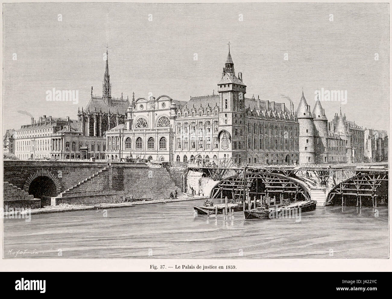 Le Palais de Justice en 1859 Foto Stock