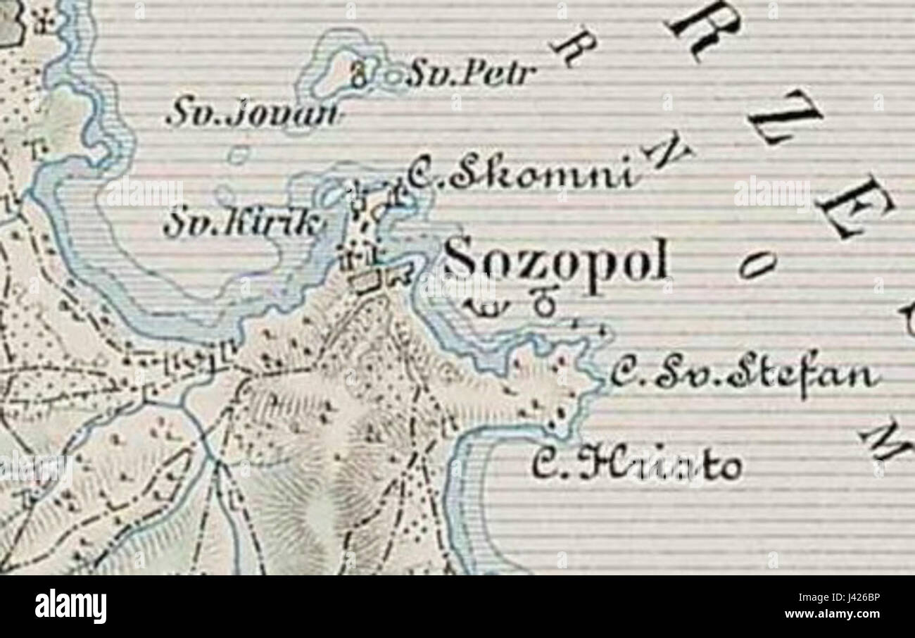 Mappa 45 42 Sozopol dettagli 1 Foto Stock