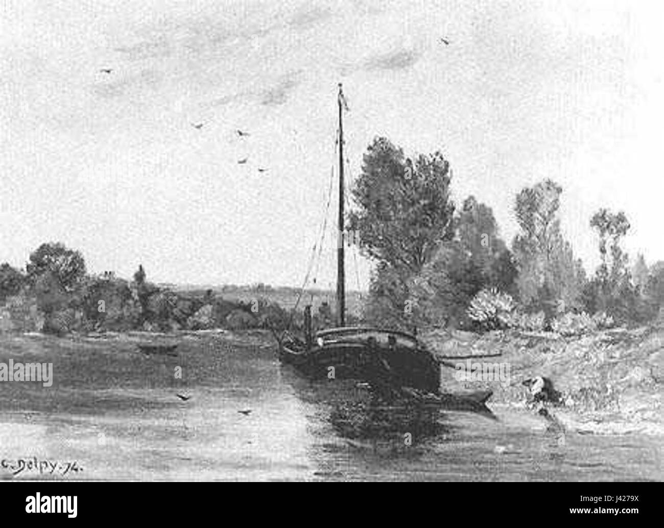 Lavandiere pres de la peniche Foto Stock