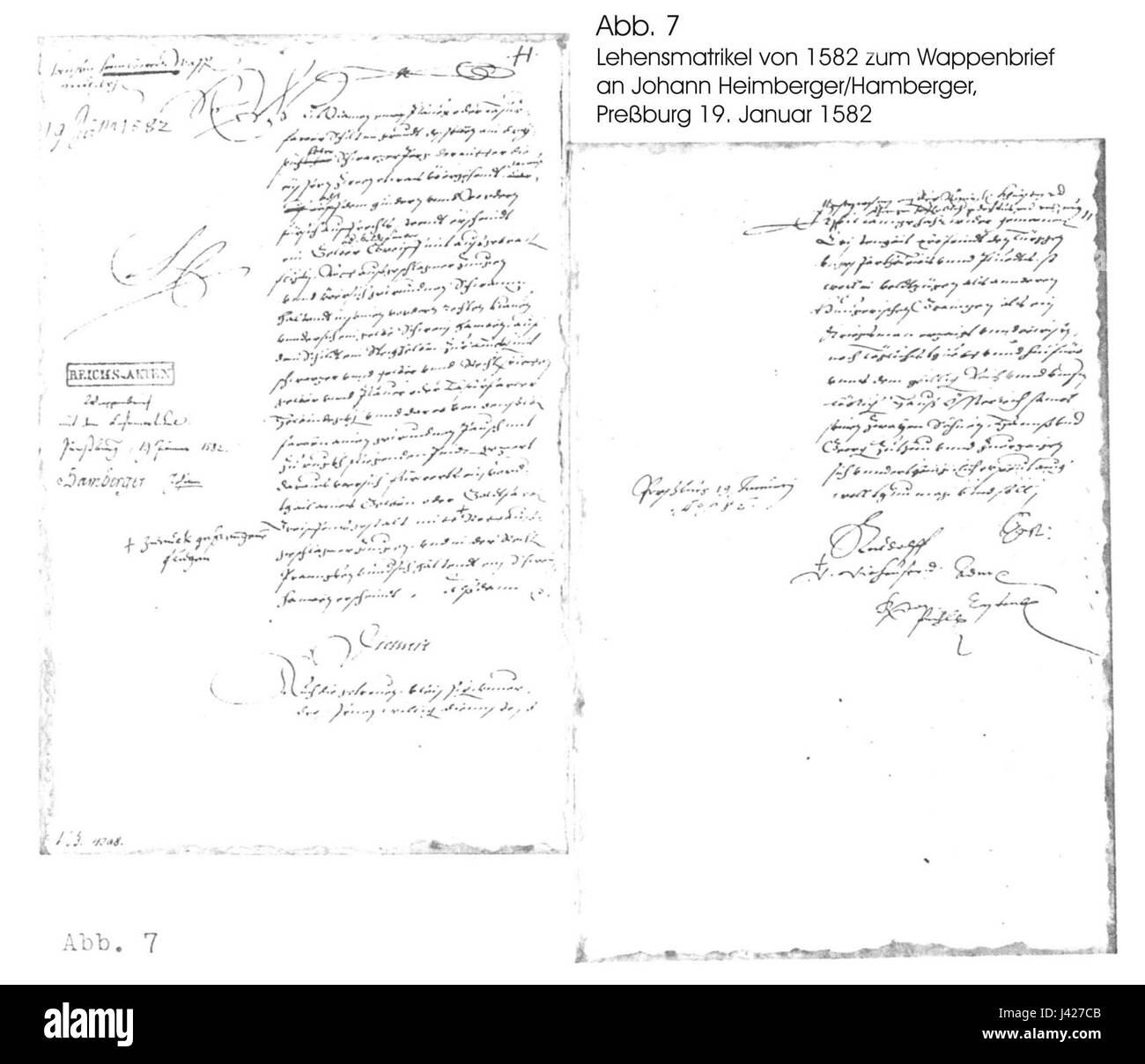 Il *Lehensmatrikel von 1582* è un documento storico della Germania che descrive in dettaglio gli obblighi feudali e i registri di proprietà terriera dell'epoca. Fornisce importanti informazioni sul sistema feudale medievale e sulle pratiche di gestione del territorio nell'Europa del XVI secolo. Foto Stock