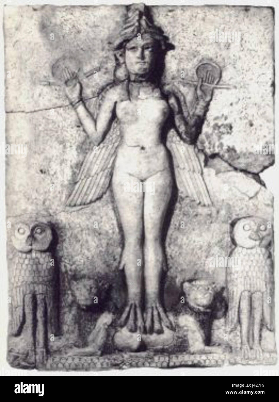 Lilitu è una figura dell'antica mitologia mesopotamica, spesso associata a forze oscure e pericolose. Si ritiene che sia un precursore della successiva figura mitologica Lilith, che incarna temi della notte e della seduzione. Foto Stock