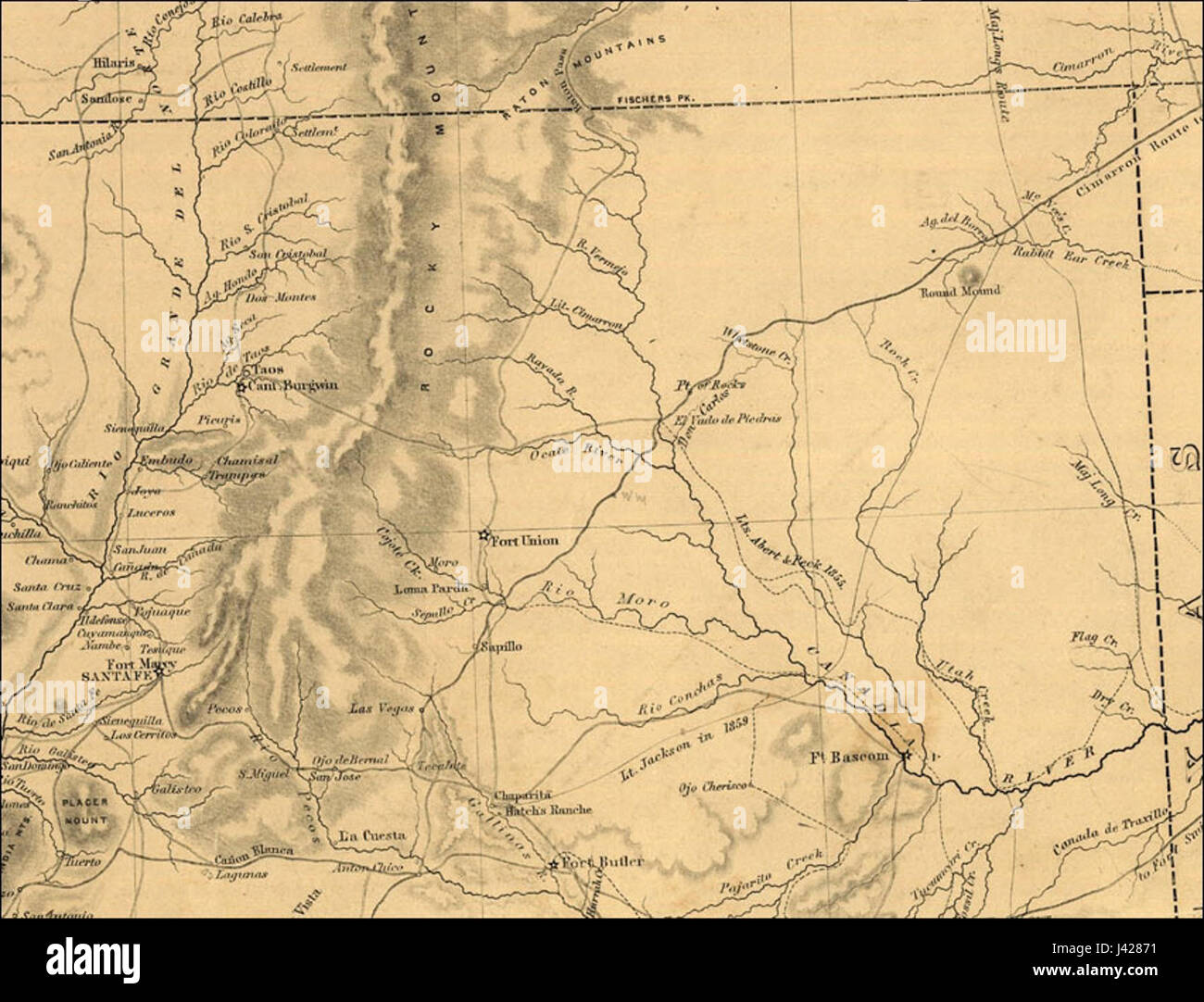 Mappa New Mexico settentrionale 1867 Foto Stock