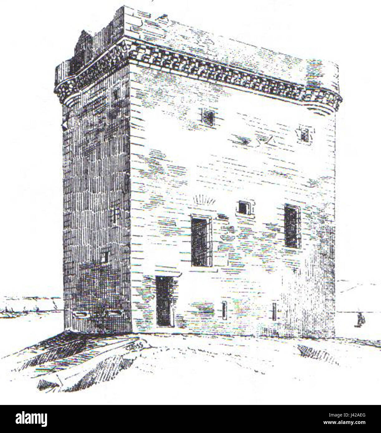 Il Little Cumbrae Castle è una struttura storica situata sull'isola di Little Cumbrae in Scozia. E' un punto di riferimento notevole nella regione, offre vedute del paesaggio circostante e funge da sito di interesse storico. Foto Stock