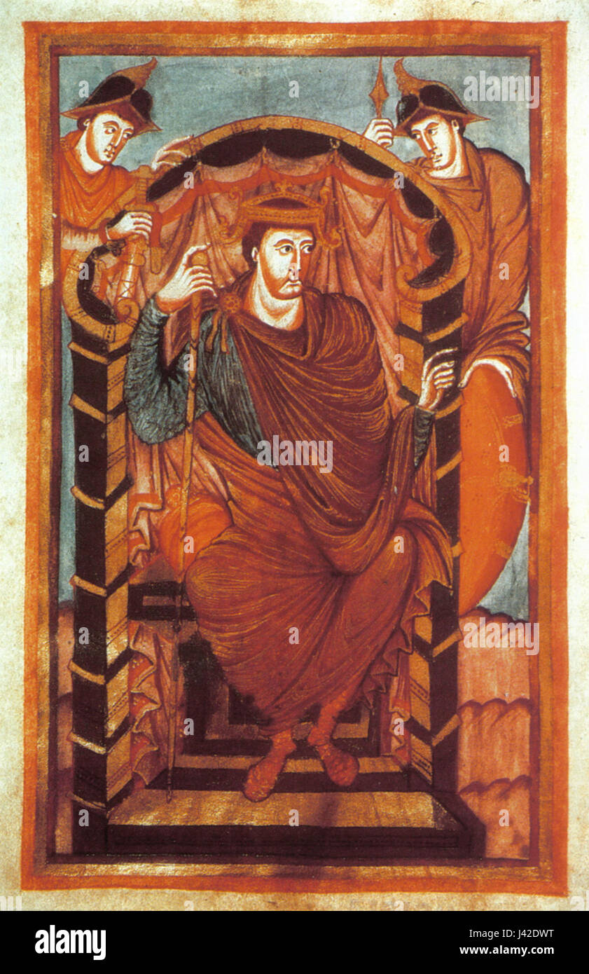 Lotario i fu un imperatore del IX secolo del Sacro Romano Impero e un sovrano della dinastia carolingia. È ricordato per il suo ruolo nella divisione dell'impero in seguito al Trattato di Verdun del 843. Foto Stock