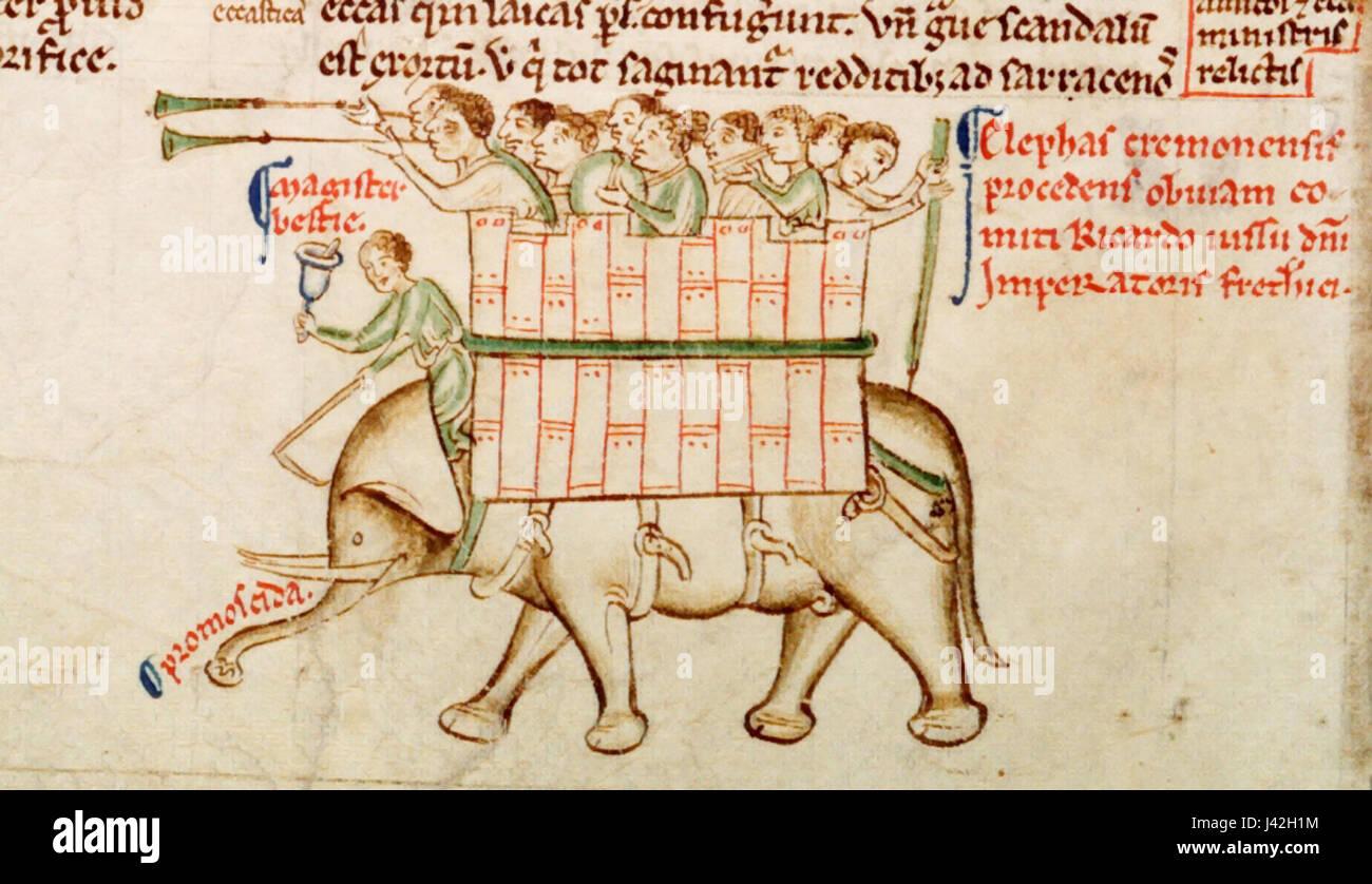Matteo Paris elefante da Parker MS 16 fol 151v Foto Stock