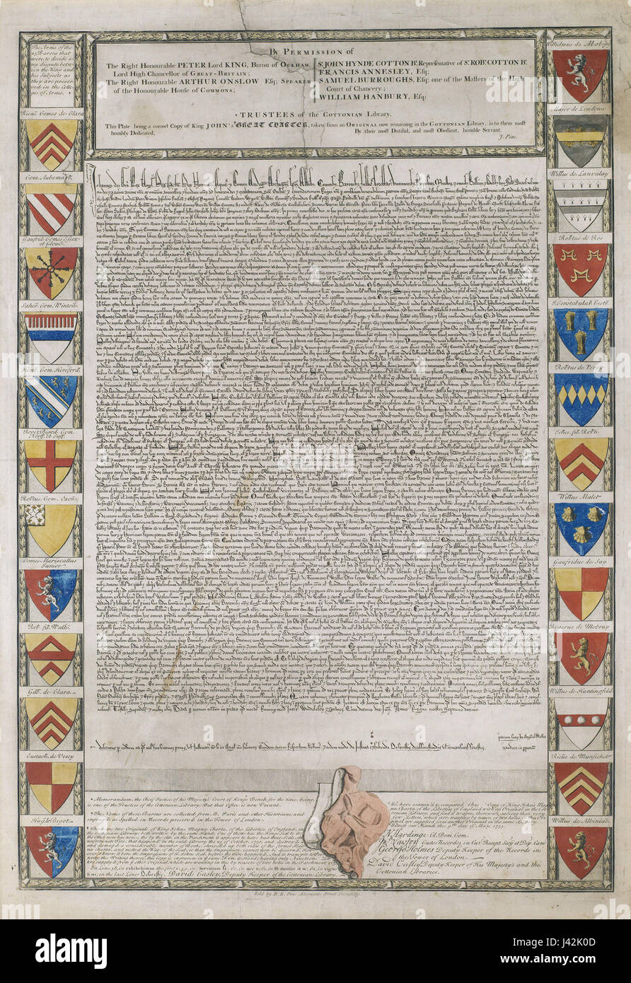 Magna Charta John Pine 1733 incisione Foto Stock