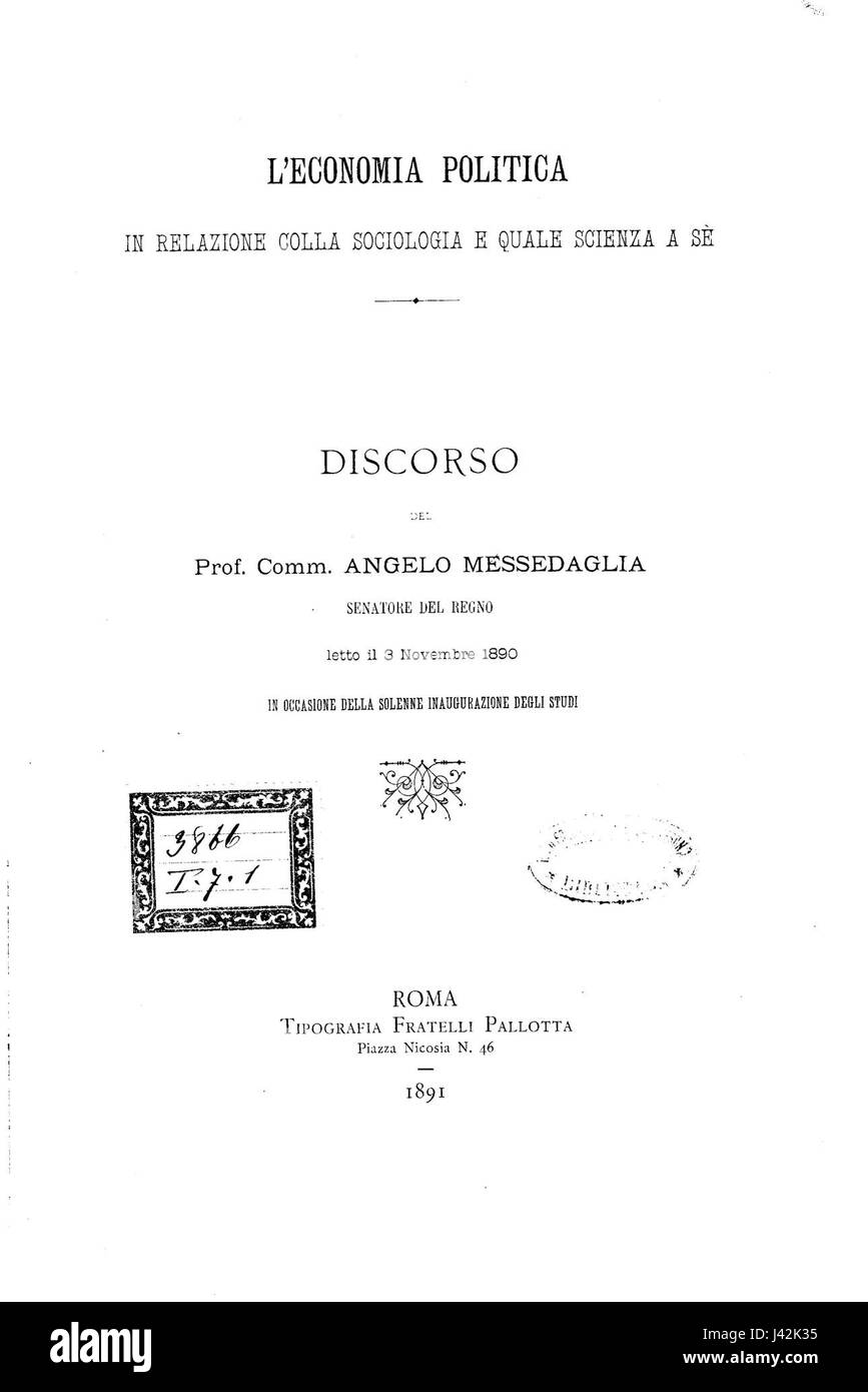 Messedaglia Economia 03 Foto Stock