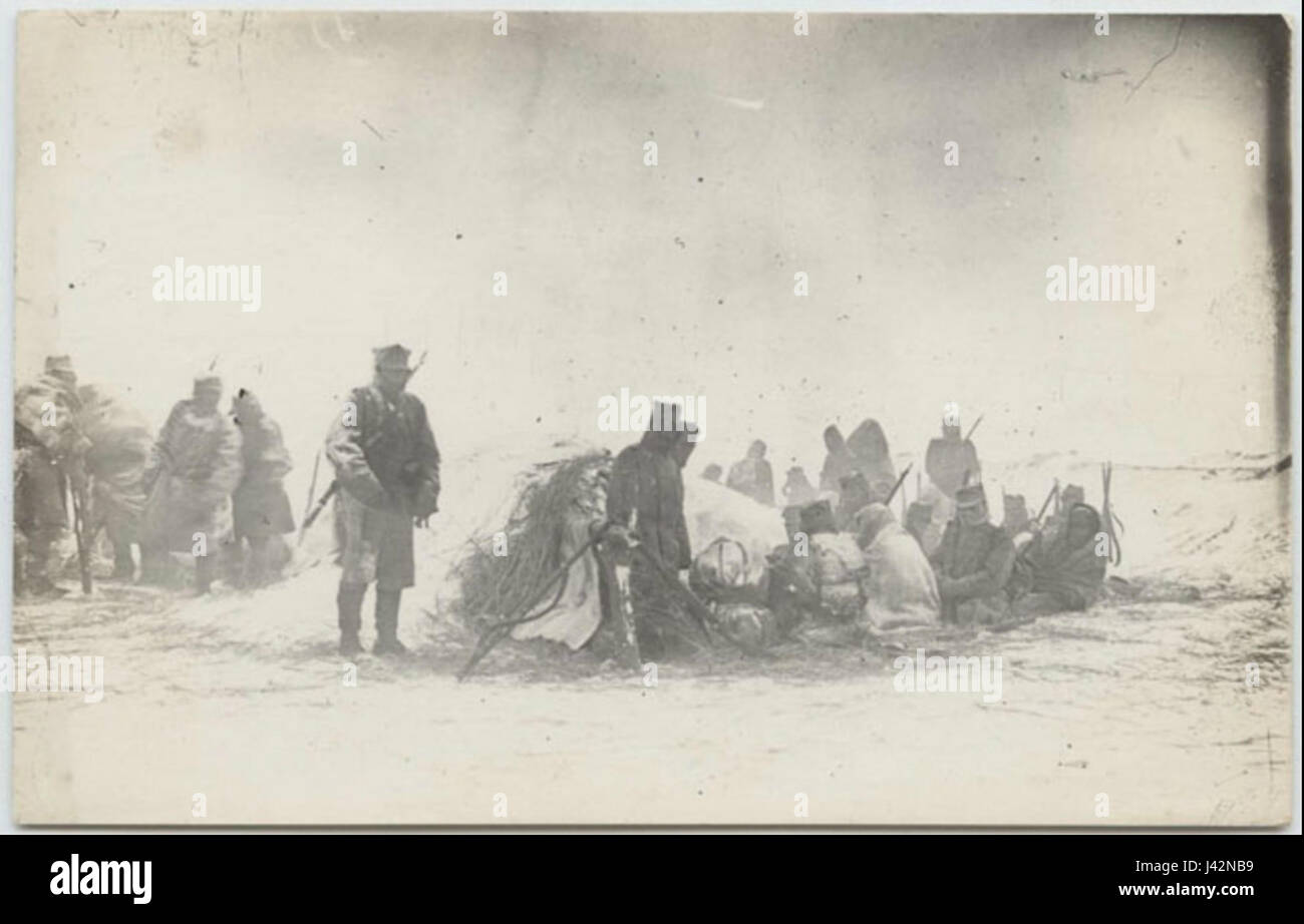 Legiony Polskie, biwak w zamieci, Karapaty Wschodnie Foto Stock