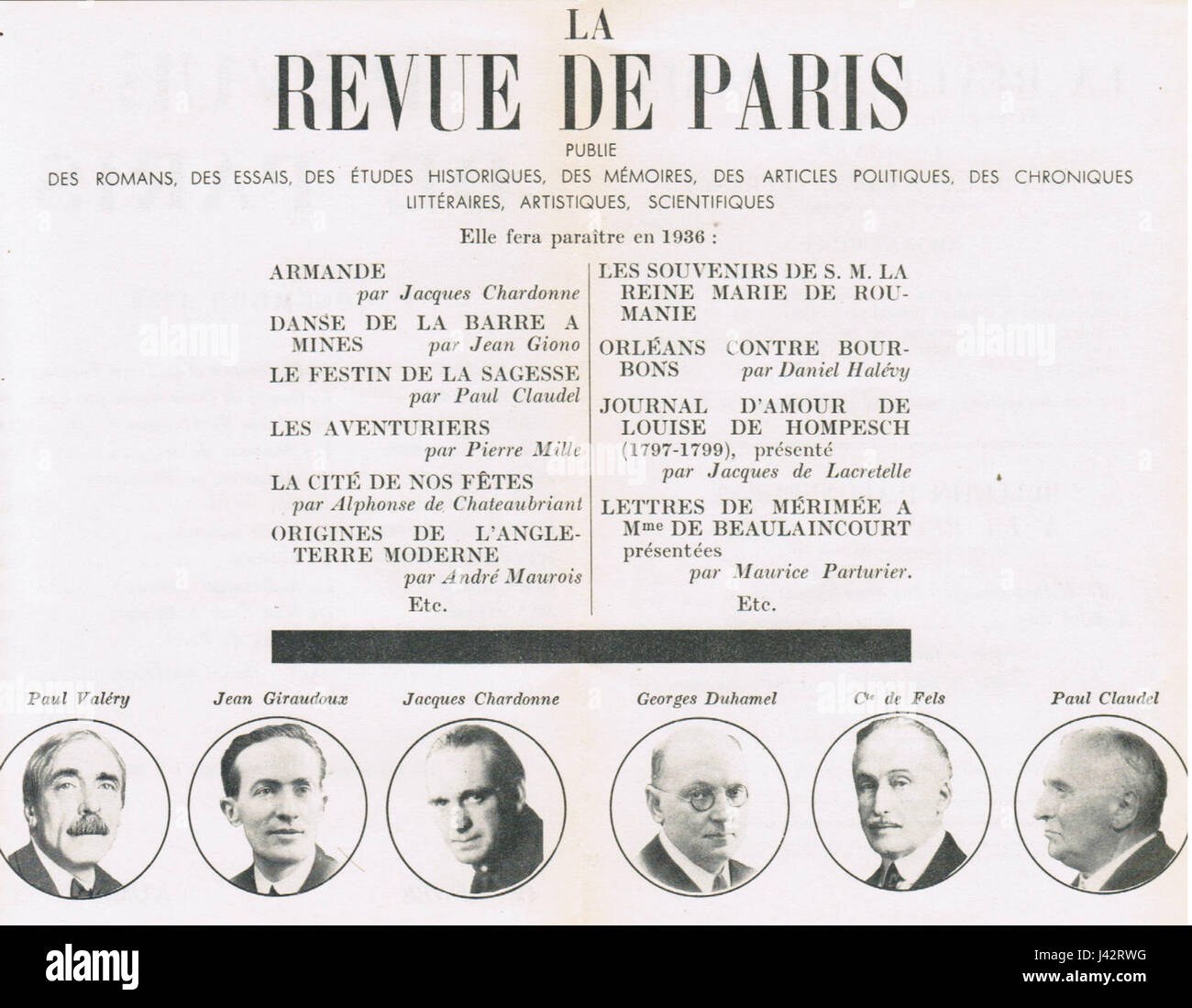 La Revue de Paris è un'importante rivista letteraria e culturale francese, fondata nel XIX secolo, nota per la pubblicazione di importanti opere letterarie e saggi intellettuali. Foto Stock