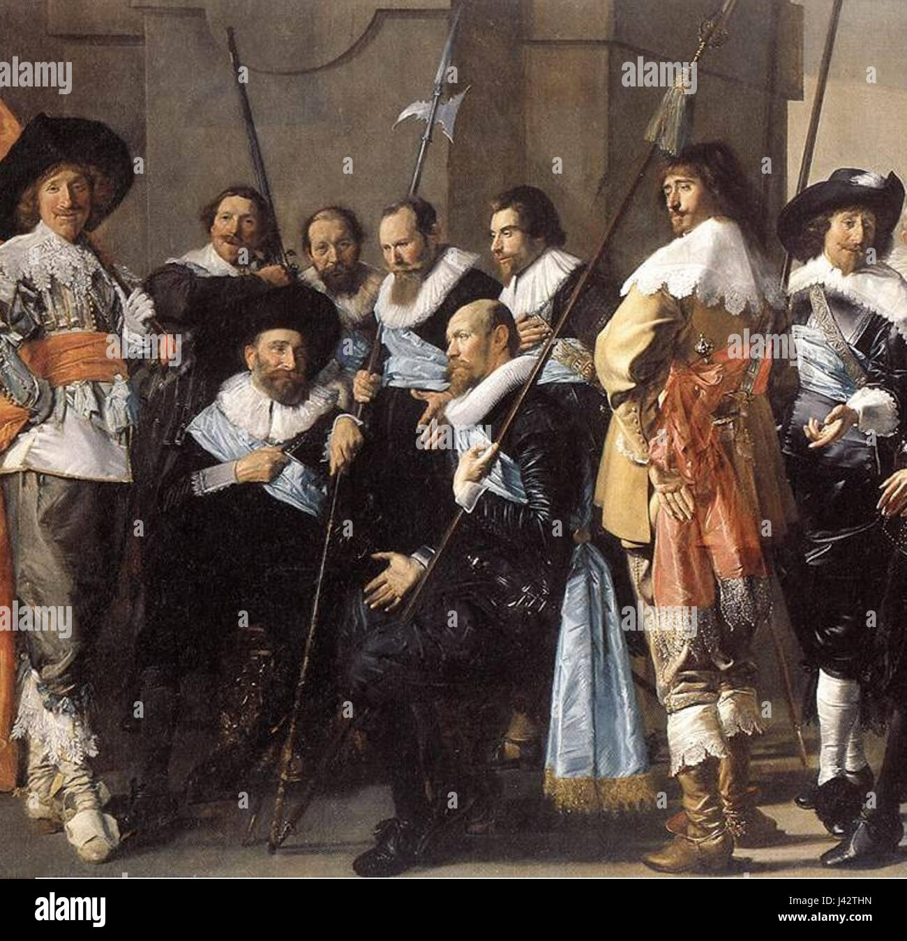 Un dipinto storico intitolato "Magere compagnie, Left", raffigurante una scena militare. Foto Stock