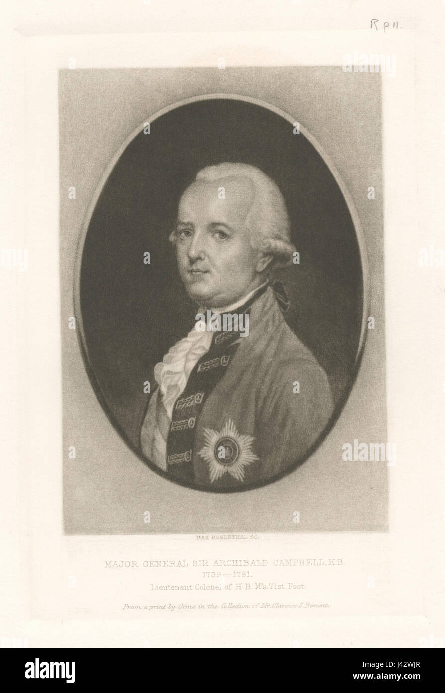 Il maggiore generale Sir Archibald Campbell K.B., 1739 1791, il tenente colonnello di H.B.M's 71st piede (NYPL B12349155 422680) Foto Stock