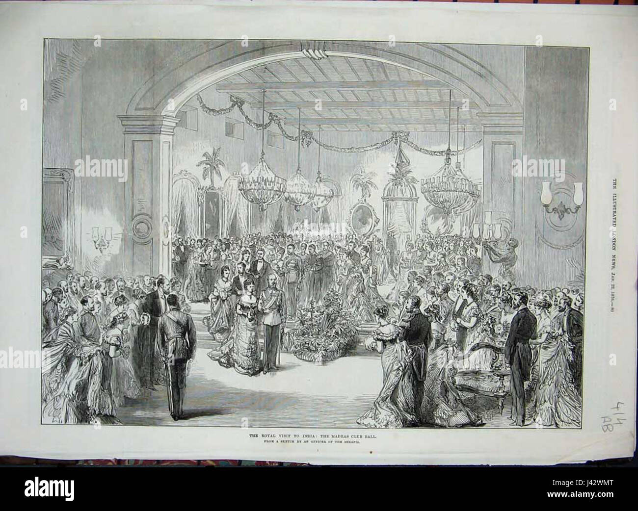 Madras l argine nella sala banchetti per il Principe di Galles dell'arrivo dal Illustrated London News, 1876 Foto Stock