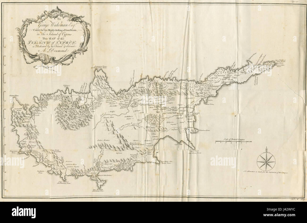 Mappa dell'isola di Cipro Drummond Alexander 1754 Foto Stock