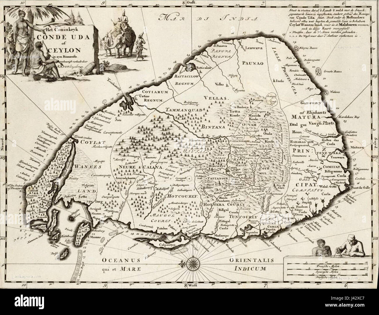 Mappa di ceylon c1692 Foto Stock