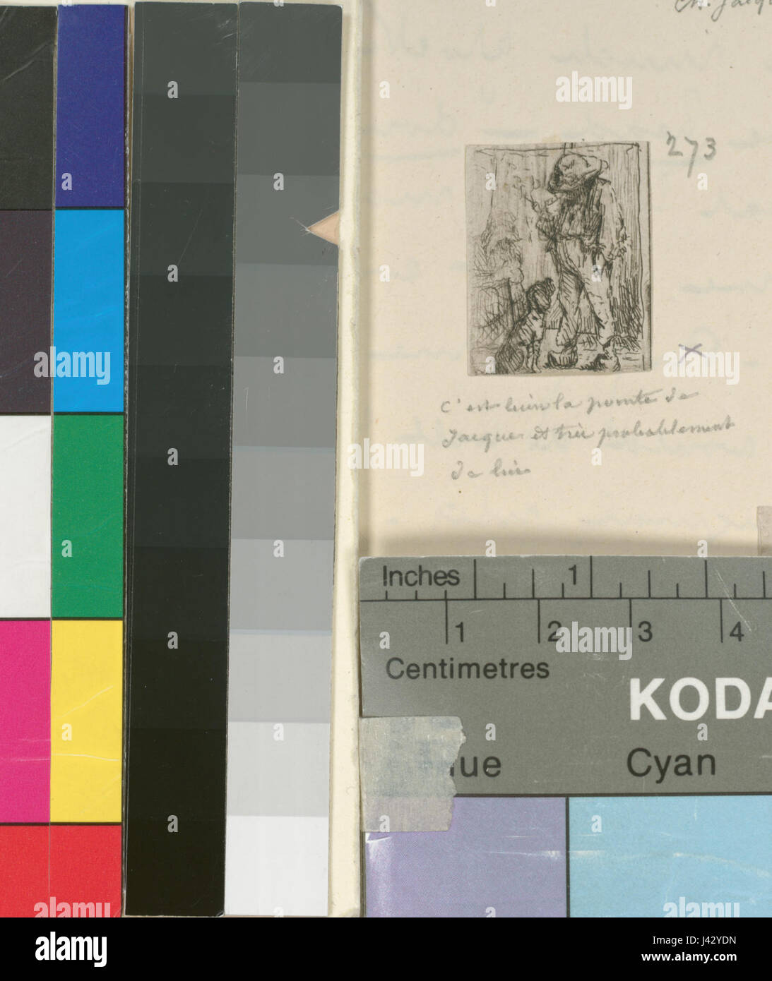 Un'immagine di un uomo che indossa sabot (scarpe di legno) e fuma una pipa, che probabilmente rappresenta una figura rurale tradizionale proveniente da un contesto europeo o storico. Foto Stock