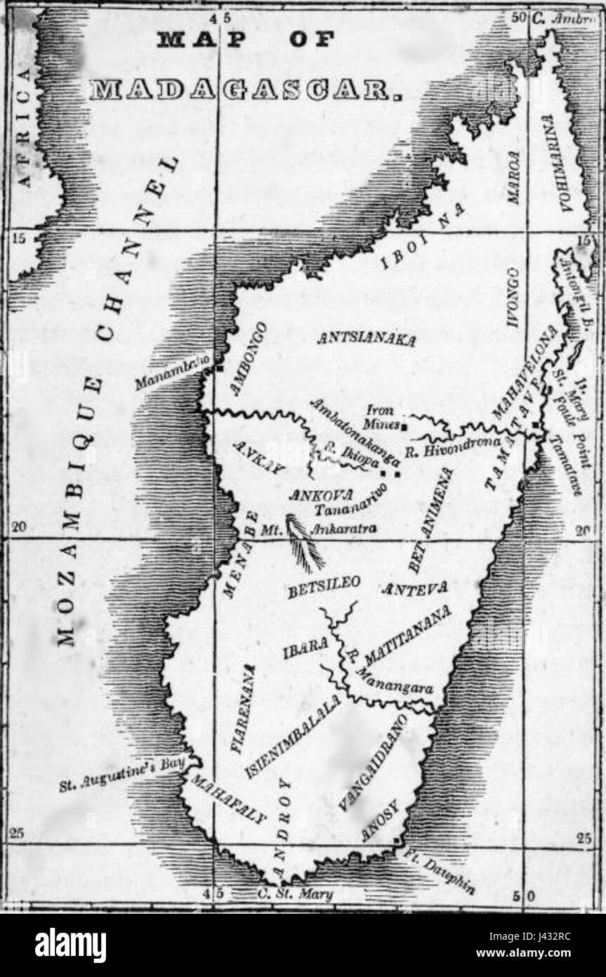 Mappa del Madagascar 1839 Foto Stock