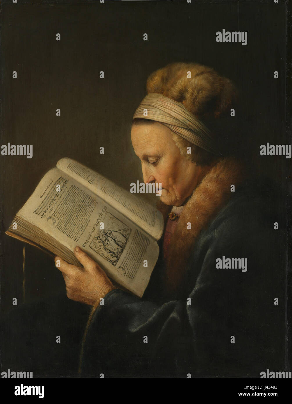 Lezende oude vrouw Rijksmuseum SK UN 2627 Foto Stock