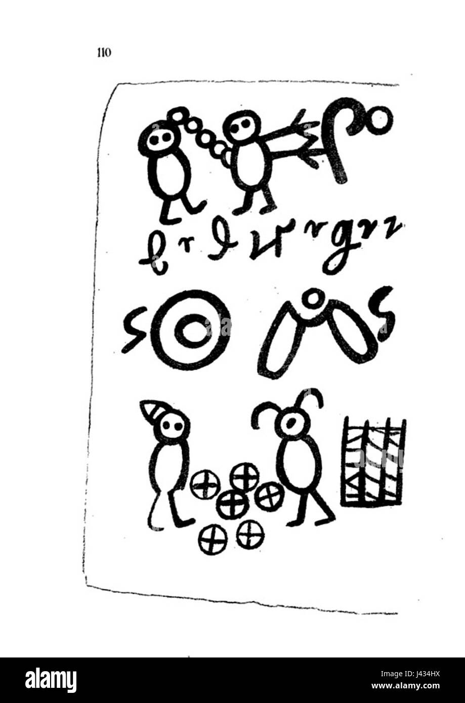 Pagina 110 da "Livre des sauvages", un libro storico che raffigura le popolazioni indigene. Foto Stock