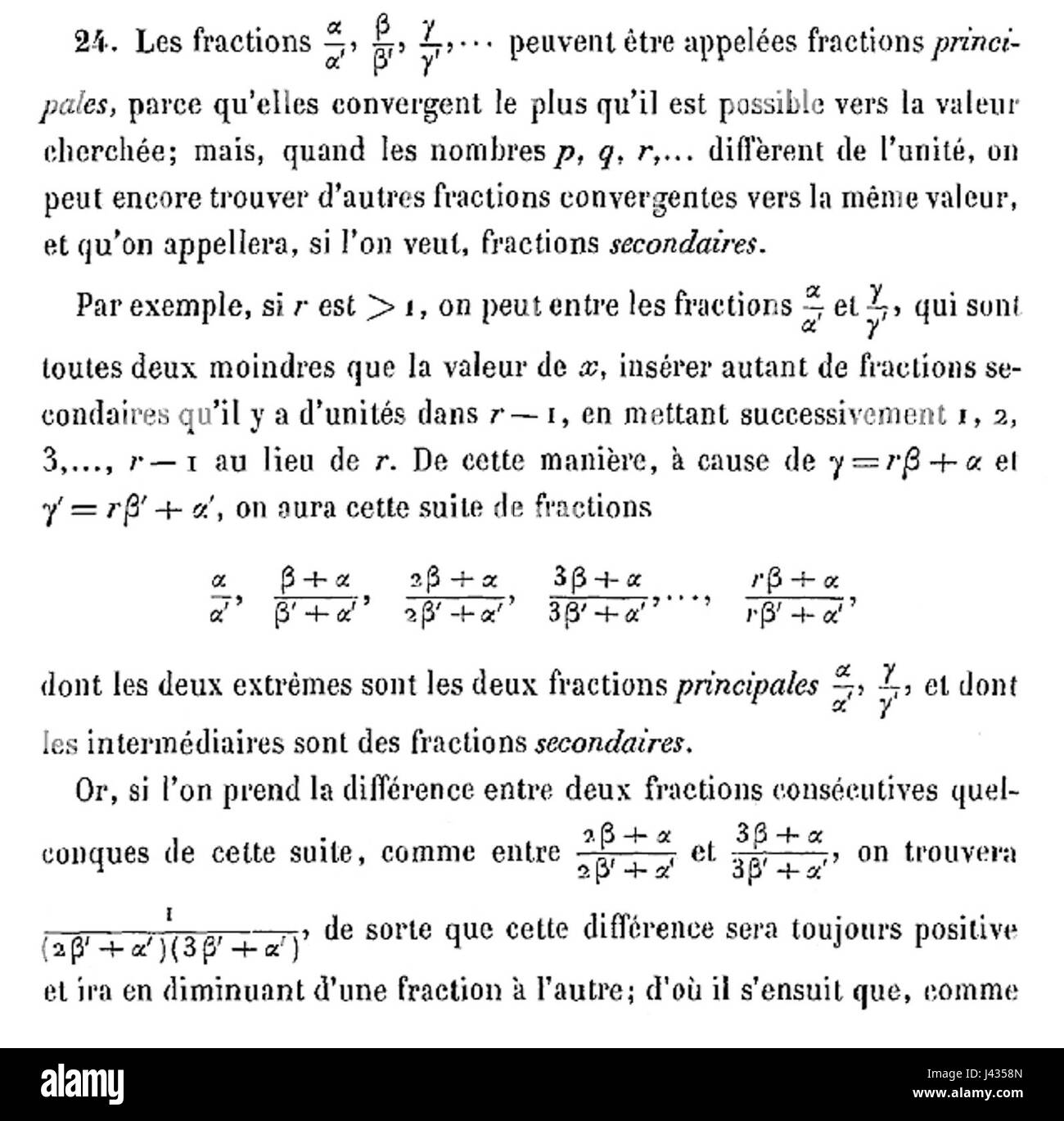 Il metodo di Lagrange delle frazioni intermedie fornisce un modo per approssimare i numeri irrazionali usando frazioni continue. Si tratta di un concetto matematico importante, in particolare nella teoria dei numeri e nella teoria dell'approssimazione. Foto Stock