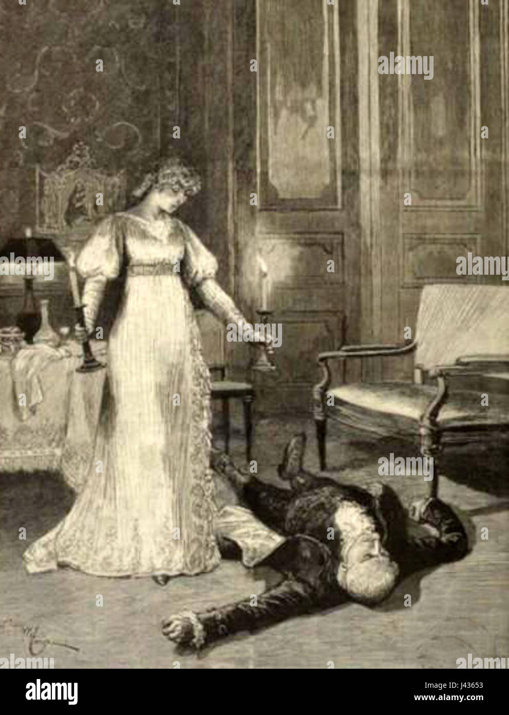 La Tosca, atto 4 (1887), fa parte della famosa opera italiana di Giacomo Puccini. Questo atto segna un momento cruciale nello sviluppo drammatico ed emotivo dell'opera, che segue i tragici eventi che circondano i personaggi del operaâ. Foto Stock