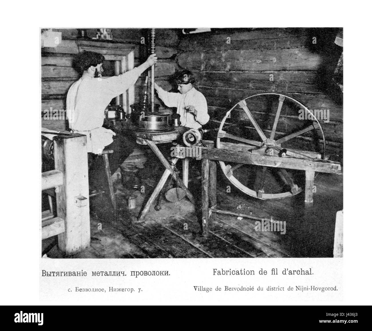 Kustari 053 Vytjagivanie metallicheskoj provoloki Foto Stock