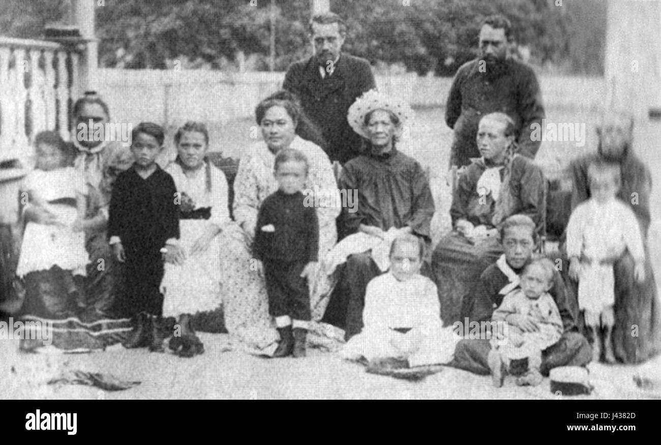 La Famille Royale de Huahine vers 1890 Foto Stock