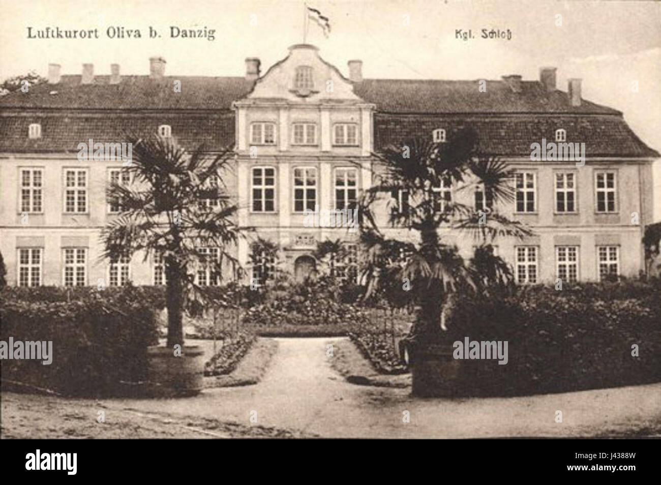 Luftkurort oliva, vicino a Danzica, è una storica stazione termale conosciuta per la sua qualità terapeutica dell'aria. L'area è anche sede del palazzo reale (Kgl. Schloss), un punto di riferimento significativo nel paesaggio culturale e storico della regione. Foto Stock