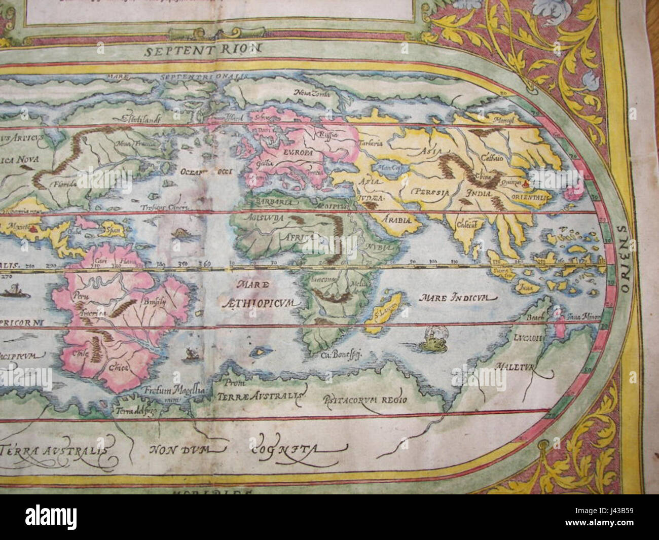 Mappa di Asia e Americhe (1588) Foto Stock