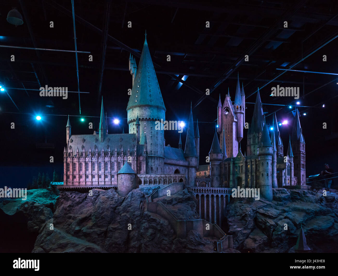 Il modello del castello di Hogwarts, facendo di Harry Potter, Warner Bros Tour dello studio, Leavesden, Londra Foto Stock