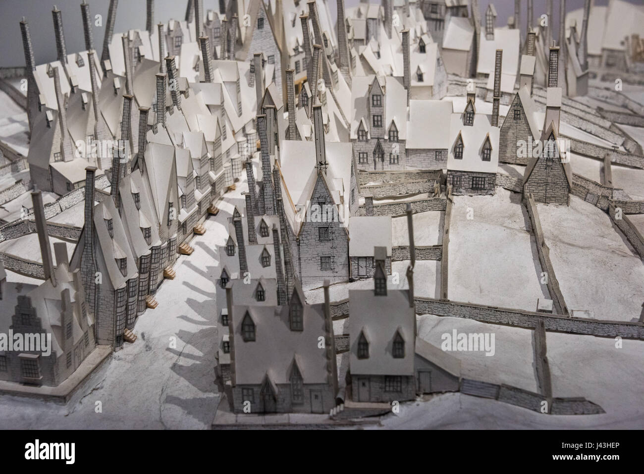 Modello di Hogsmeade, facendo di Harry Potter, Warner Bros Tour dello studio, Leavesden, Londra Foto Stock