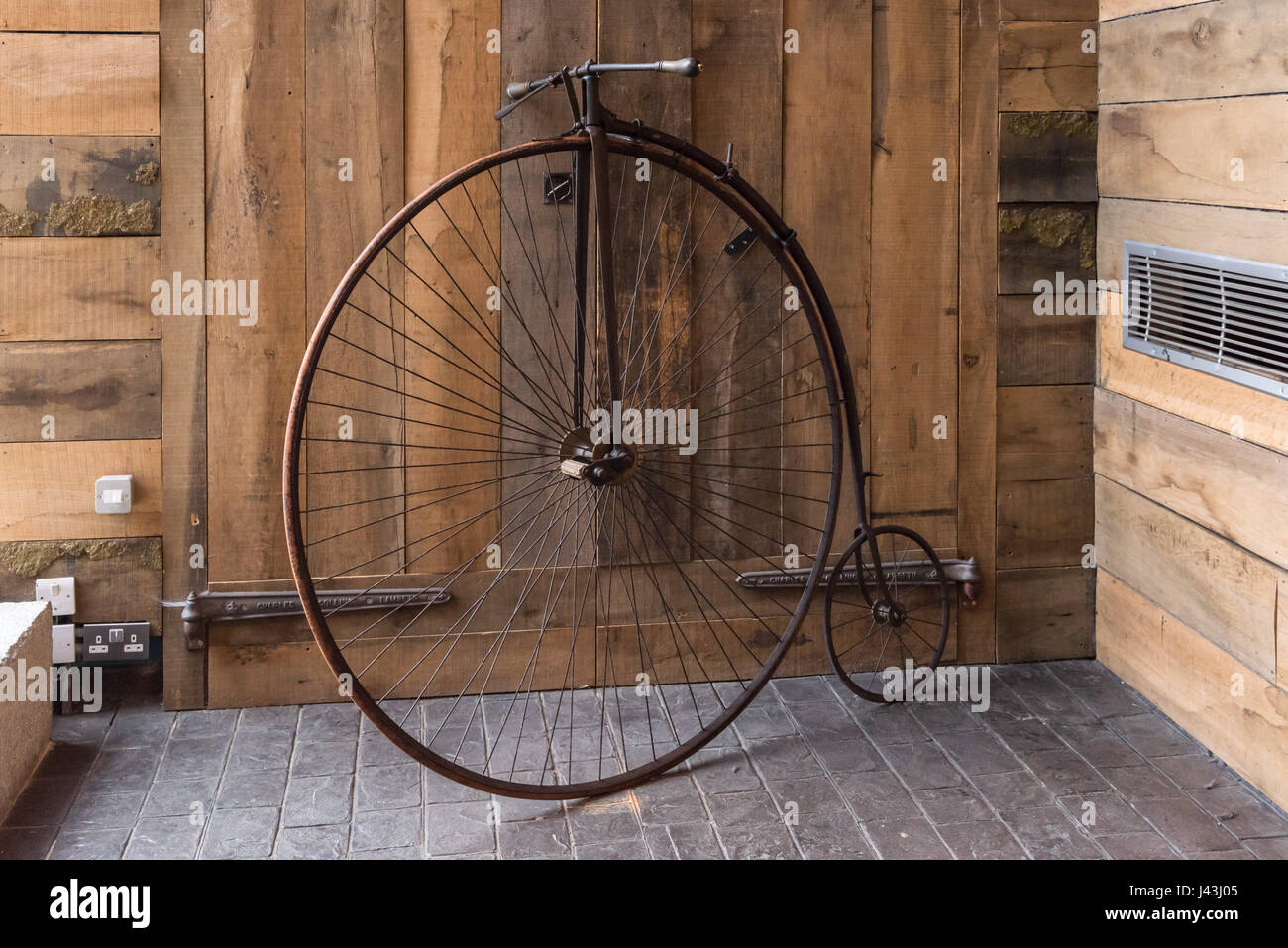 Penny Farthing, bicicletta, il Museo di Londra, Regno Unito Foto Stock