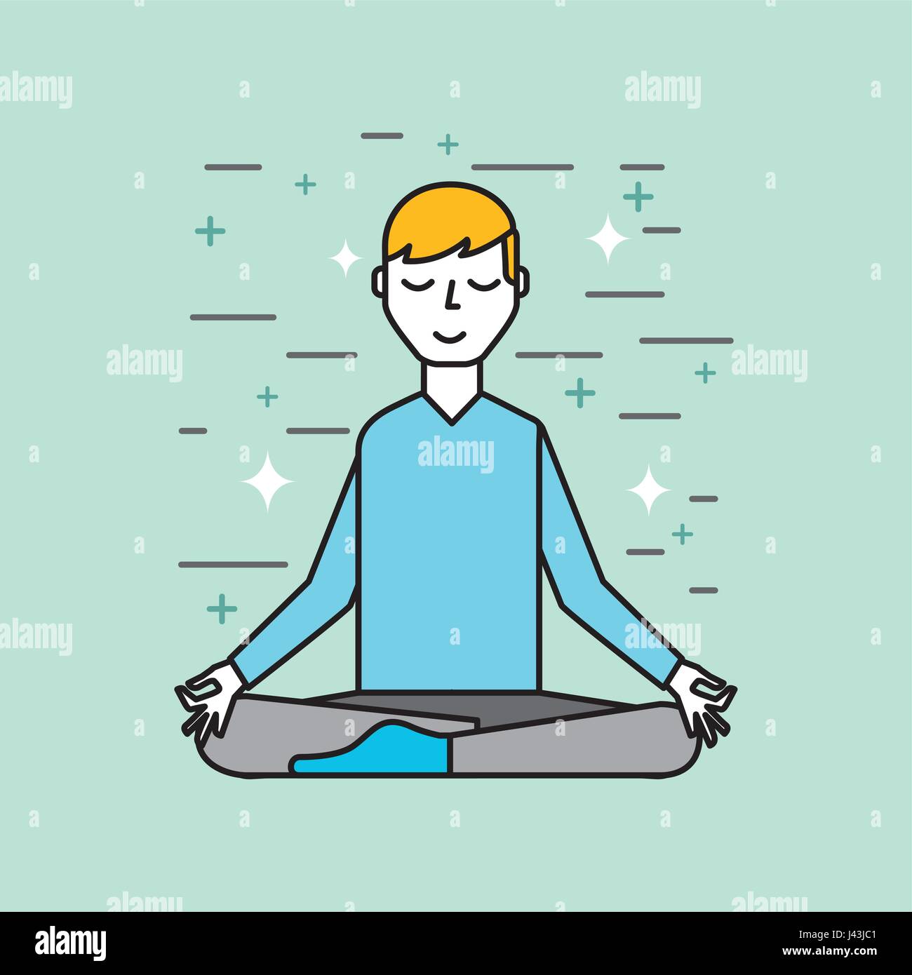 L'uomo meditando immagine poster Illustrazione Vettoriale