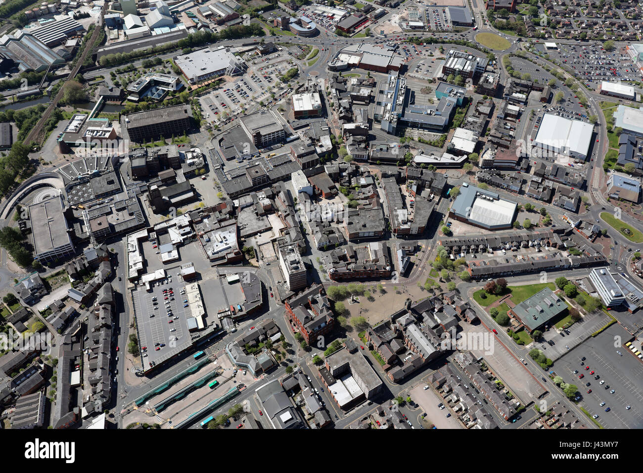 Vista aerea di St Helens Town Center, REGNO UNITO Foto Stock