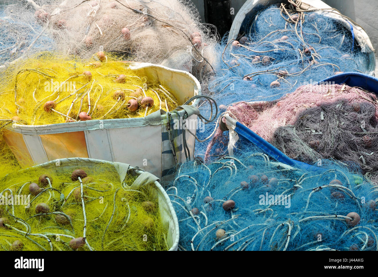 Le reti da pesca al porto di Limassol, Cipro Foto Stock