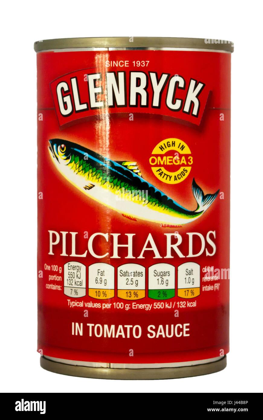 Barattolo di latta di della Glenryck Le Sarde in salsa di pomodoro Foto Stock