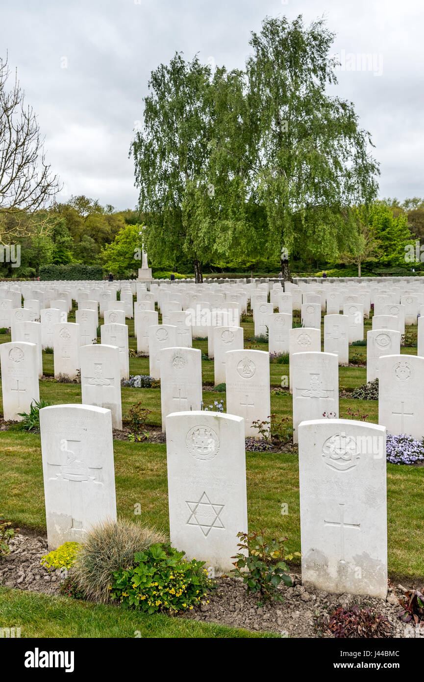 Dozinghem cimitero militare nelle Fiandre in Belgio salienti e Foto Stock