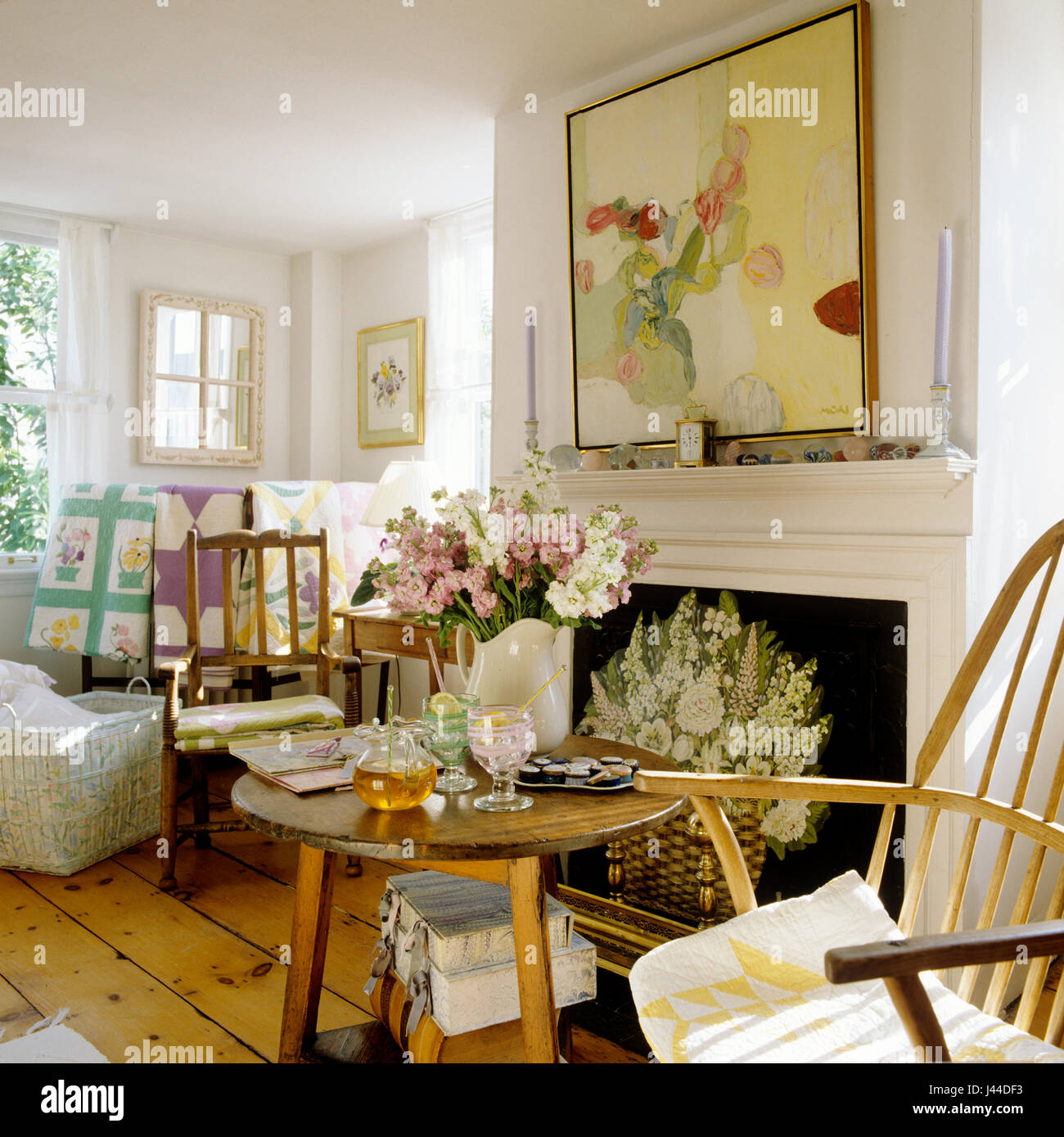 In stile country living room Foto Stock