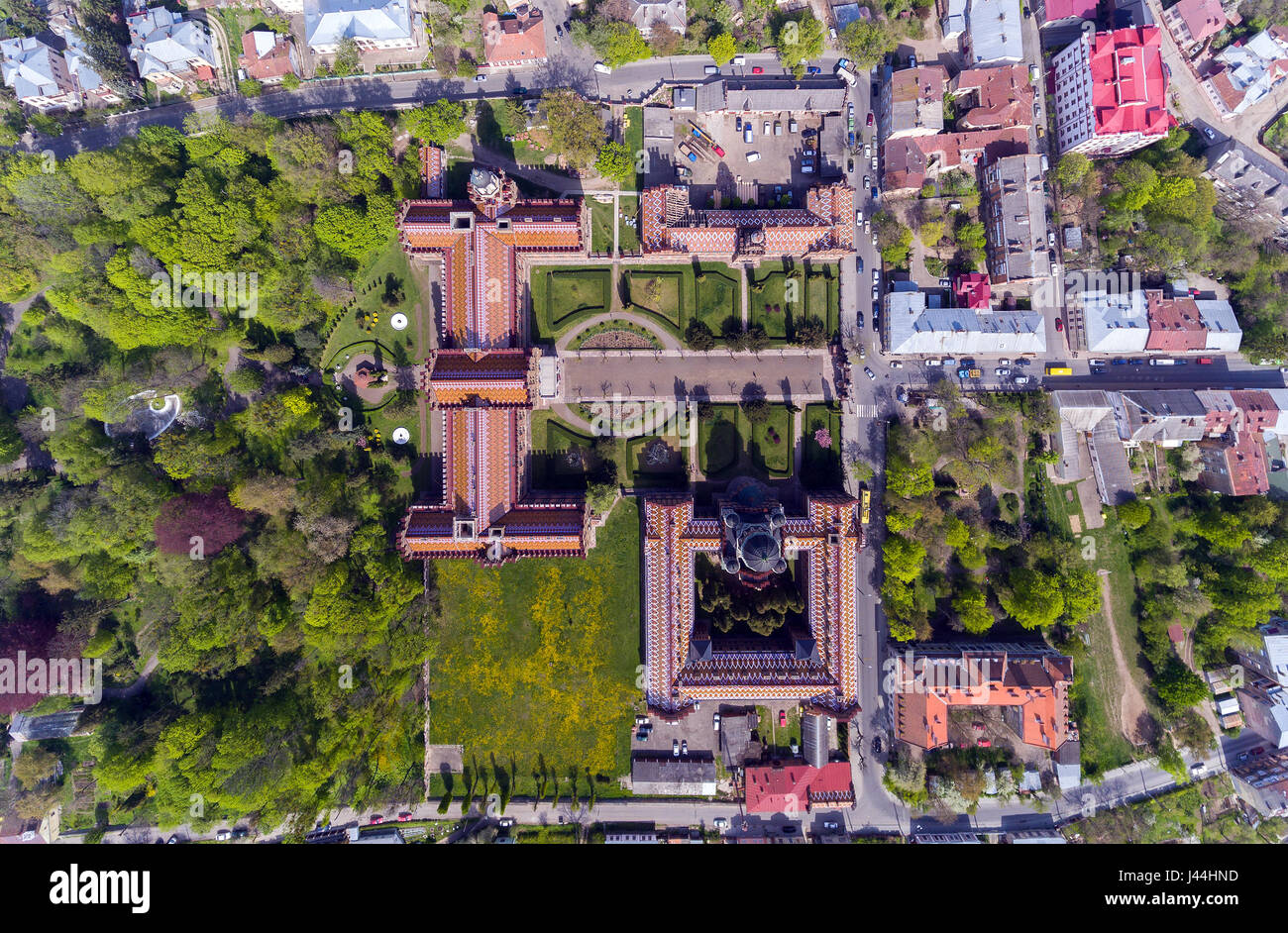 Vista aerea di Chernivtsi University - una delle più antiche università in Ucraina Foto Stock