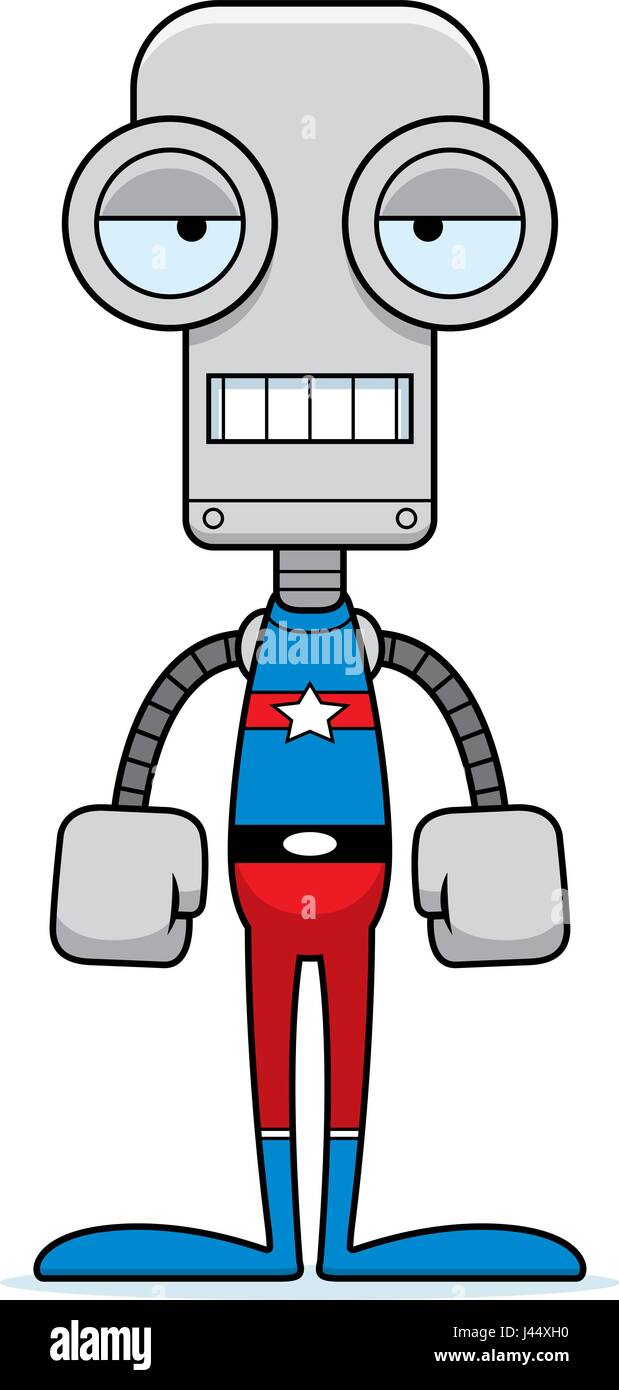 Un supereroe dei cartoni animati robot cercando annoiato. Illustrazione Vettoriale