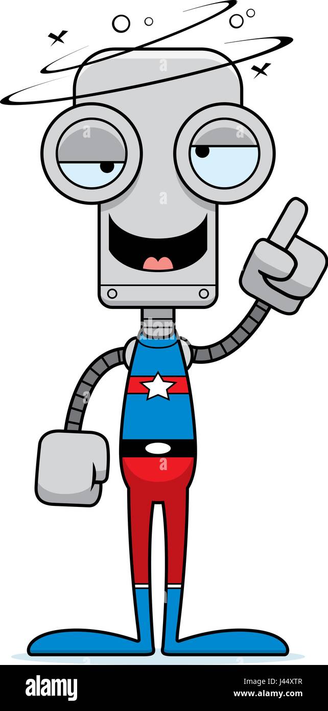 Un supereroe dei cartoni animati robot cercando ubriaco. Illustrazione Vettoriale
